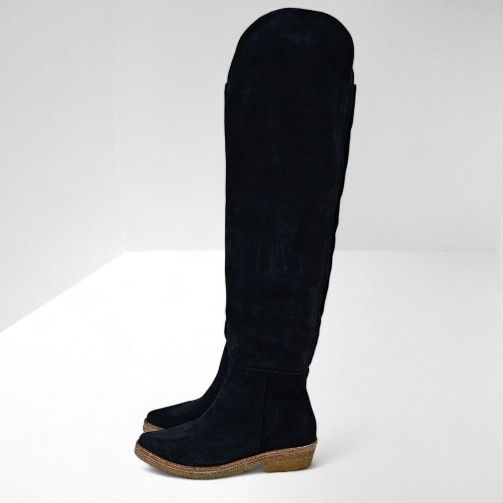 Free People Banks Over The Knee Boot Womens EU 37 Black Suede Slouchy Pull On